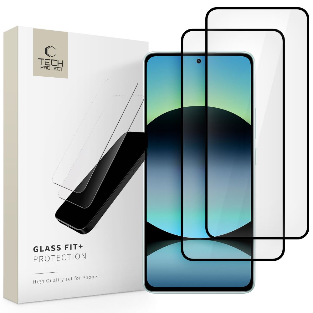 Juodas apsauginis ekrano stikliukas Xiaomi Redmi Note 14 4G 5G TECH-PROTECT GLASS FIT 2-pack Juodas apsauginis ekrano stikliukas Xiaomi Redmi Note 14 4G 5G TECH-PROTECT GLASS FIT 2-pack pakuote ir stikliukai