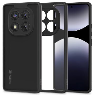 Juodas matinis dėklas Xiaomi Redmi Note 14 Pro 5G su keturių kamerų išpjova