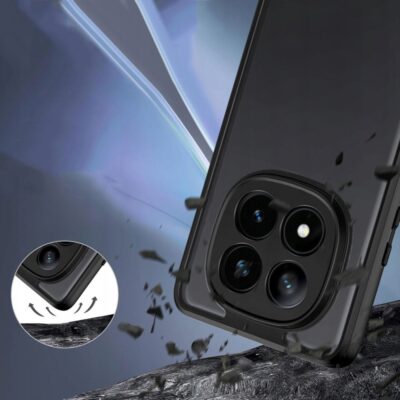 Juodas matinis dėklas Xiaomi Redmi Note 14 Pro 5G su matiniu paviršiumi ir apsauga kameros sričiai