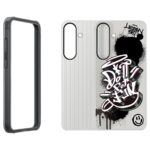 Juodas originalus deklas EF-JS936CBE FlipSuit telefonui Samsung Galaxy S25 Plus su grafiti dizainu