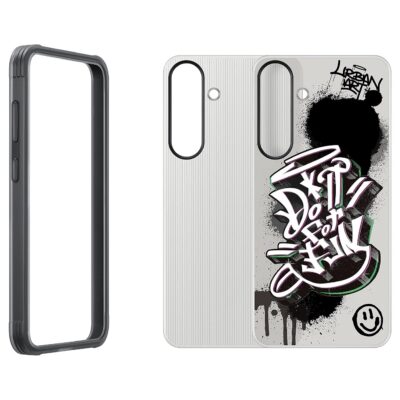 Juodas originalus deklas EF-JS936CBE FlipSuit telefonui Samsung Galaxy S25 Plus su grafiti dizainu