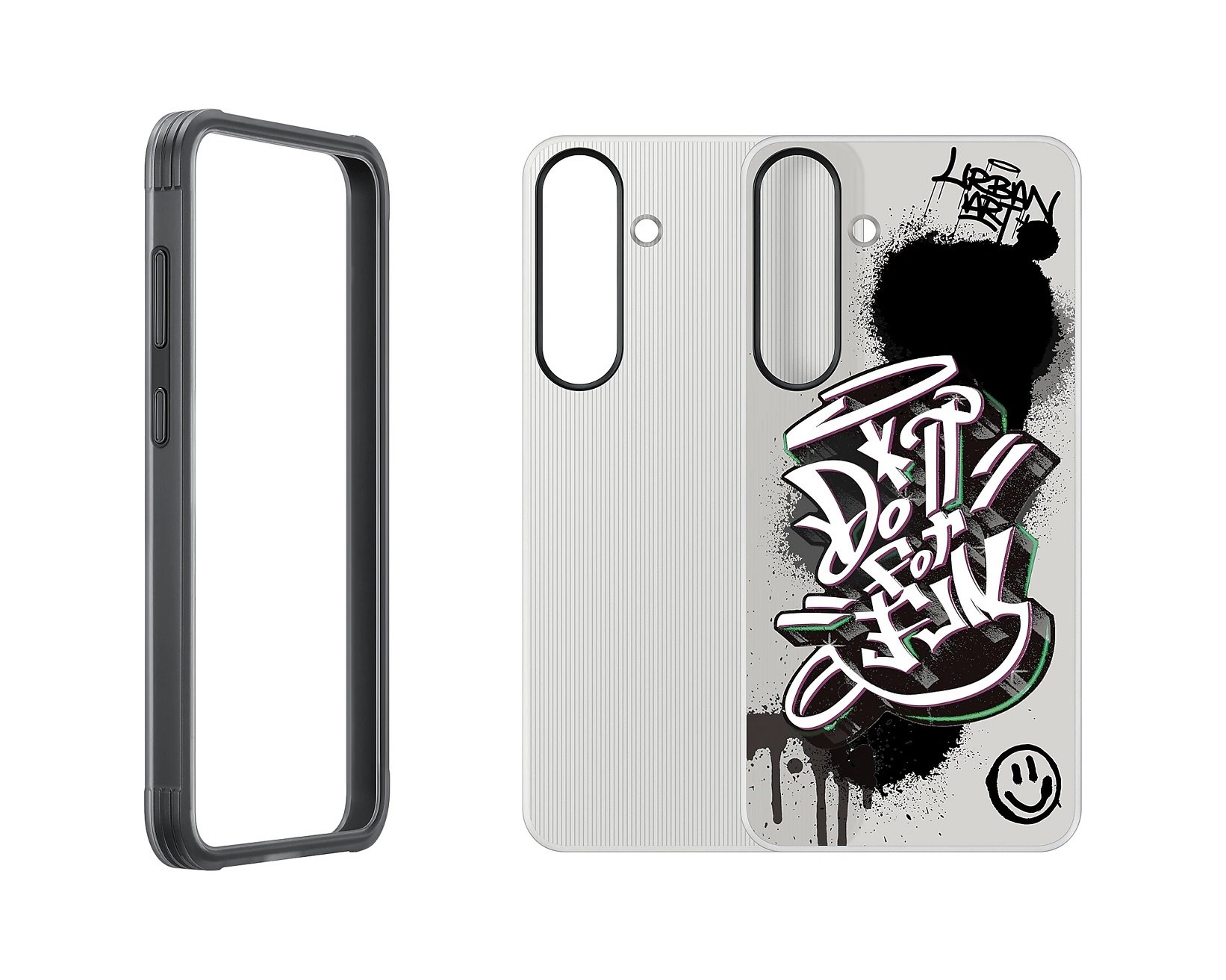 Juodas originalus dėklas EF-JS936CBE FlipSuit Samsung Galaxy S25 Plus Juodas originalus deklas EF-JS936CBE FlipSuit telefonui Samsung Galaxy S25 Plus su grafiti dizainu