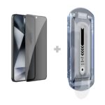 Juodas apsauginis ekrano stikliukas Samsung Galaxy S25 Plus Nillkin Tempered Glass 0.25mm Guardian 2.5D su skaidriu įdėklo priedu