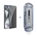 Juodas apsauginis ekrano stikliukas Samsung Galaxy S25 Ultra su pridedama montavimo kasele