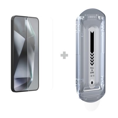 Apsauginis ekrano stikliukas su aplikatoriumi telefonui Samsung Galaxy S25 skaidrus ir plonas 0.2mm