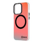 Juodas dėklas Apple Iphone 13 Pro OBALME HoloMag su gradientiniu raudonai pilku fonu ir juodu apskritimu centre