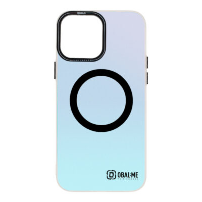 Juodas dėklas Apple Iphone 13 Pro Max ObalMe su gradientiniu mėlynu ir violetiniu fonu bei juodu apskritimu