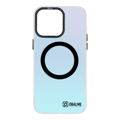 Juodas dėklas Apple Iphone 15 Pro Max OBALME HoloMag su matinio paviršiaus blausiai mėlyna ir violetine spalva ir magnetiniu žiedu.