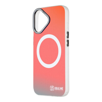 Baltas dėklas Apple Iphone 16 OBAL ME HoloMag su rožiniu gradientu ir baltu apskritimu