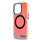 Juodas dėklas Apple Iphone 16 Pro OBALME HoloMag su rožine ir pilka gradientine spalva ir juodu apskritimu