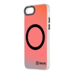 Juodas dėklas Apple Iphone 7 8 SE2020 SE2022 OBALME HoloMag su rožinės spalvos pagrindu ir juodu apskritimu