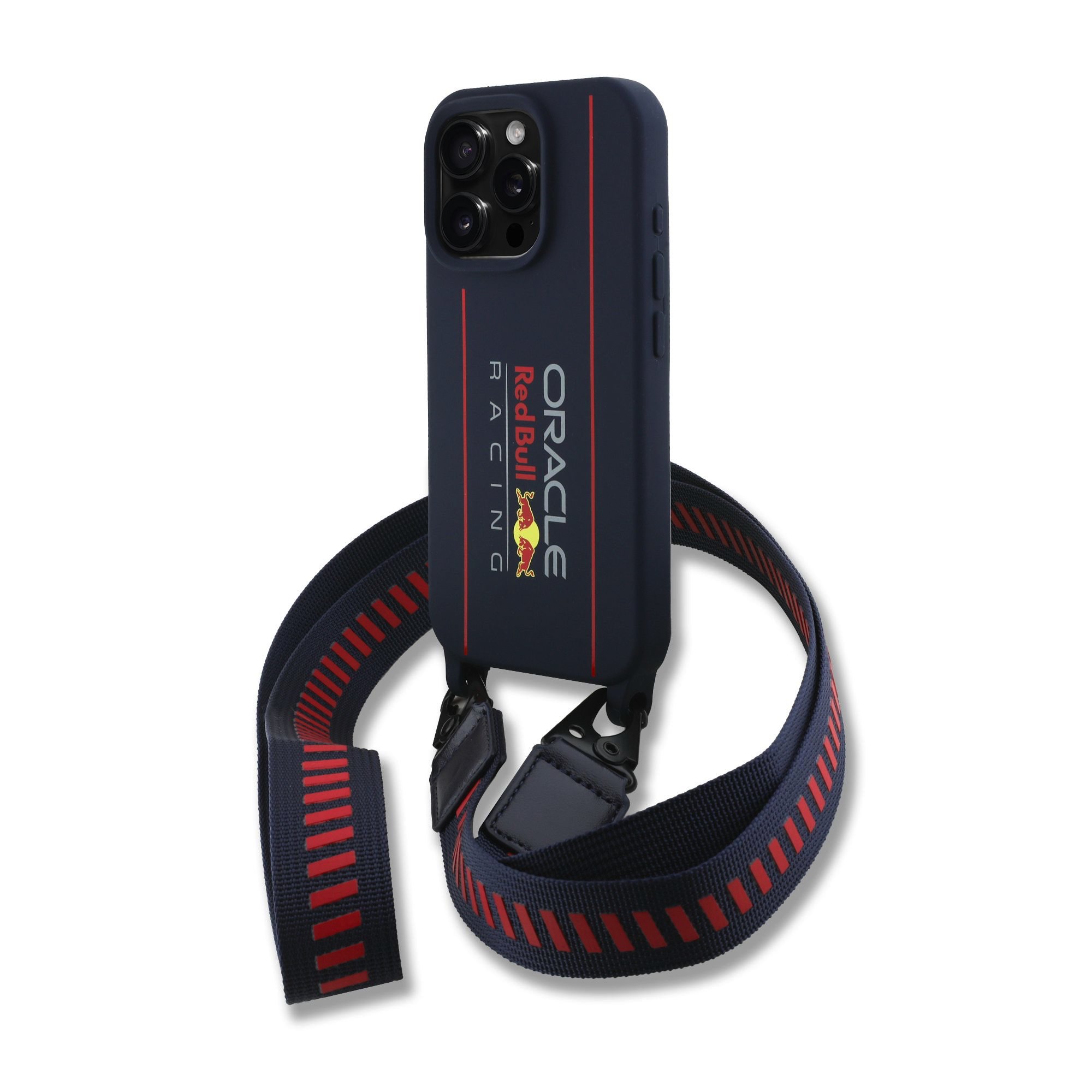 Mėlynas dėklas Apple Iphone 16 Pro Max Red Bull Silicone Vertical Logo MagSafe Case Mėlynas dėklas Apple Iphone 16 Pro Max Red Bull silikoninis vertikalus logotipas MagSafe dėklas su dirželiu