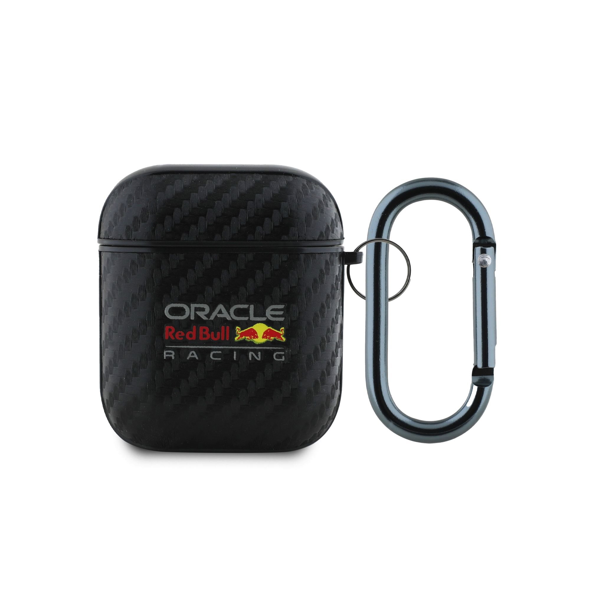 Juodas dėkas AirPods 1 2 Red Bull PU Carbon Juodas dėkas AirPods 1 2 Red Bull PU Carbon su anglies pluošto raštu ir metaliniu karabinu