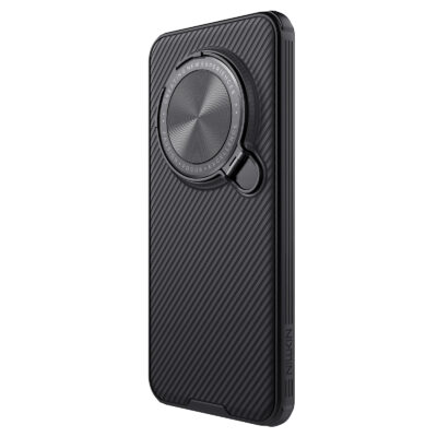 Juodas dėklas Nillkin CamShield Prop Magnetic telefonui Honor Magic 7 Pro su magnetiniu žiedu ir tekstūra