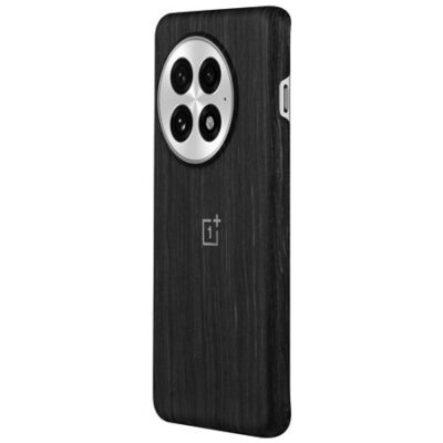 Juodas originalus dėklas OnePlus 13 Wood Magnetic su medžio tekstūra ir kamera daugikliu