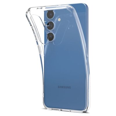 Skaidrus dėklas Samsung Galaxy S25 Spigen Liquid Crystal su matomu mėlynu Samsung telefonu dėkle