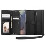 Juodas atverčiamas dėklas Samsung Galaxy S25 Ultra Spigen Wallet S su daugybe kortelių lizdų