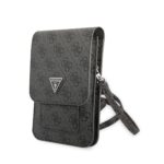 Juodas krepšys Guess PU 4G Triangle Logo Phone Bag su raštu ir trikampe logotipu