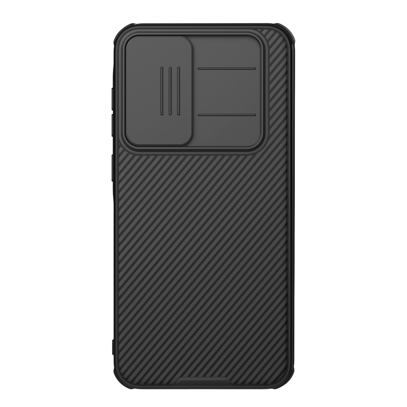 Juodas dėklas Nillkin CamShield PRO Magnetic Samsung Galaxy A36 5G Juodas dėklas Nillkin CamShield PRO Magnetic telefonui Samsung Galaxy A36 5G su linijomis ir magnetiniu kameros dangteliu
