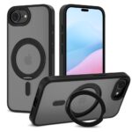 Juodas matinis dėklas Apple Iphone SE 4 2025 su apsauginiu žiedu