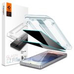 Privatumo apsauginis ekrano stikliukas Samsung Galaxy S25 Ultra Spigen Glass Tr Ez Fit HD Privacy 2-Pack su diegimo įrankiu ir telefonu