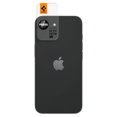 Juodas apsauginis stiklas galiniai kamerai Apple Iphone 16E Spigen Optik TR Ez Fit 2Pack ant telefono kamerų