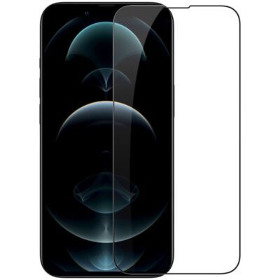 Juodas apsauginis grūdintas stiklas Nillkin Tempered Glass 2.5D CP PRO Apple iPhone 13 13 Pro 14 16e ekranui