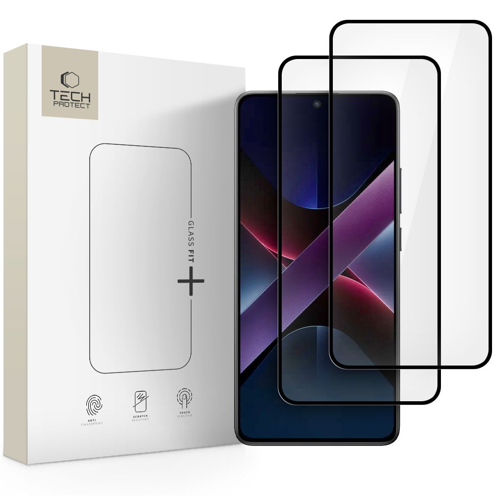 Juodas apsauginis ekrano stikliukas Xiaomi Poco X7 Pro 5G TECH-PROTECT GLASS FIT+ 2-PACK Juodas apsauginis ekrano stikliukas Xiaomi Poco X7 Pro 5G TECH-PROTECT GLASS FIT+ 2-PACK su dviem stiklais ir baltu pakavimu