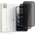 Juodas apsauginis ekrano stikliukas Apple Iphone 16e TECH-PROTECT GLASS SPY 2-PACK komplekte su įpakavimu ir dviem stikliukais