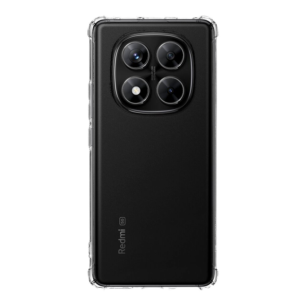 Skaidrus dėklas Tactical TPU Plyo Xiaomi Redmi Note 14 Pro 5G Skaidrus dėklas Tactical TPU Plyo telefonui Xiaomi Redmi Note 14 Pro 5G ant juodo telefono nugarėlės su keturių objektyvų kamera