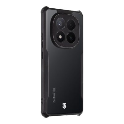 Skaidrus-juodas deklas Tactical Quantum Stealth telefonui Xiaomi Redmi Note 14 Pro Plus 5G su juoda kraštine