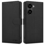 Juodas atverčiamas dėklas Xiaomi Poco X7 Pro 5G Tech-Protect Wallet su matine tekstūra ir užsegimu