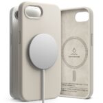 Akmens spalvos Apple iPhone 16e dėklas Ringke Silicone Magnetic Magsafe su magnetine krovimo dalimi
