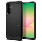 Juodas dėklas Samsung Galaxy A56 5G Spigen Tough Armor su statramsčiu ir kamera atvira