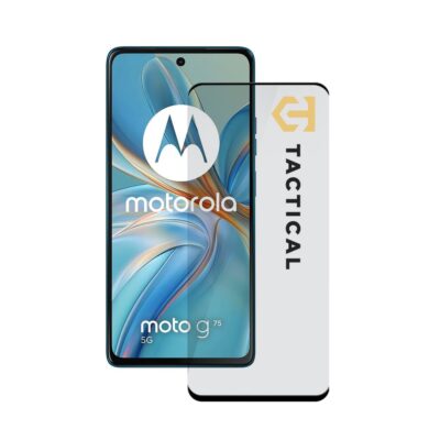 Juodas apsauginis ekrano stikliukas Motorola G75 Tactical Glass Shield 5D priekinėje telefono dalyje