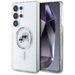 Skaidrus dėklas telefonui Samsung Galaxy S25 Ultra Karl Lagerfeld IML KCH Heads MagSafe su unikalia logo aplikacija