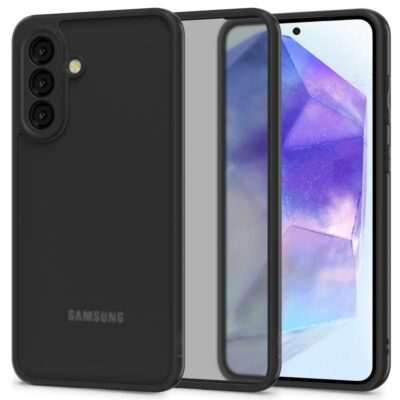 Juodas matinis dėklas Samsung Galaxy A56 5G su trim kamera ir apsauga