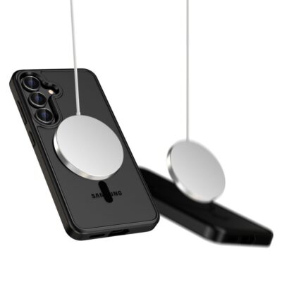 Juodas matinis dėklas Samsung Gakaxy A36 5G Tech-Protect Magmat Magsafe su magnetine įkrovimo sistema