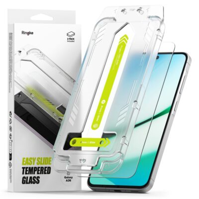 Apsauginis ekrano stikliukas Samsung Galaxy A36 5G Ringke Easy Slide 2-Pack su pritaikymo įrankiu