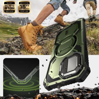 Žalias dėklas Apple Iphone 16E Supcase IBLSN Armorbox Mag Magsafe su tvirtu kampų apsaugos dizainu