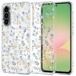 Skaidrus gėlių dėklas Samsung Galaxy A56 5G Tech-Protect FlexAir su mėlynais ir geltonais žiedais