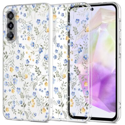 Skaidrus geliu deklas Samsung Galaxy A36 5G Tech-Protect FlexAir su melynais ir gelsvais gelyciais