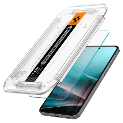 Skaidrus apsauginis stikliukas Samsung Galaxy A36 5G Spigen Glas.Tr Ez Fit 2-Pack su pakuote ir priedais