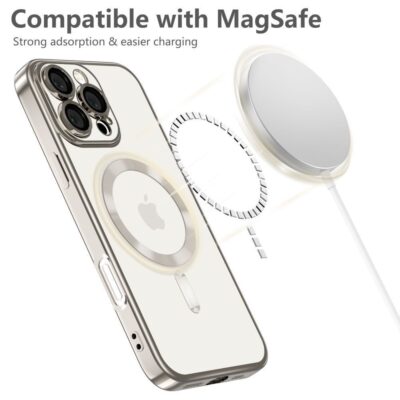 Šviesiai mėlynas dėklas Samsung Galaxy S25 Tech-Protect Magflex Magsafe su aiškiai matomu magnetiniu žiedu