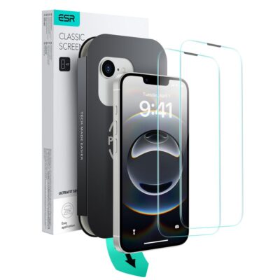 Apsauginis ekrano stikliukas Apple Iphone 13 13 Pro 14 16E ESR UltrafiT Tempered Glass 2-pack pakuotėje su dviem stiklais