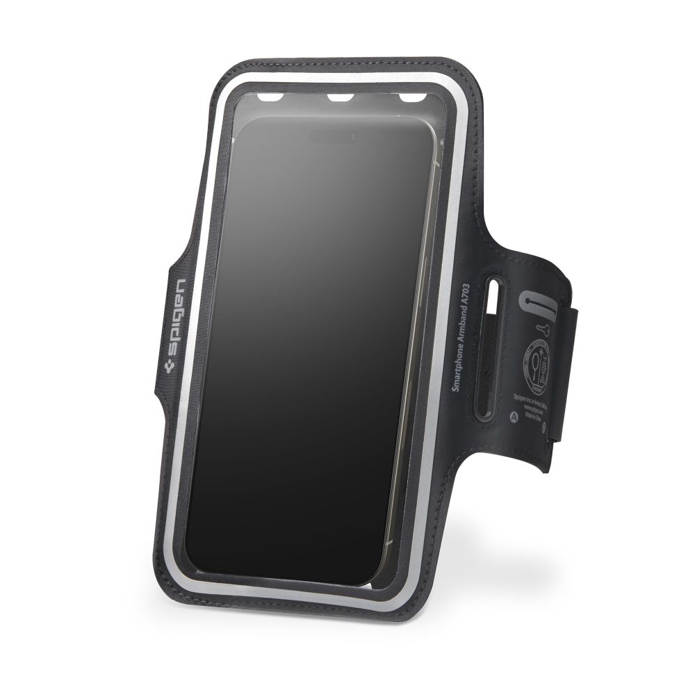 Juodas dėklas ant rankos SPIGEN A703 DYNAMIC SHIELD ARMBAND Juodas dėklas ant rankos SPIGEN A703 DYNAMIC SHIELD ARMBAND su permatomu langu išmaniojo telefono ekrano matymui
