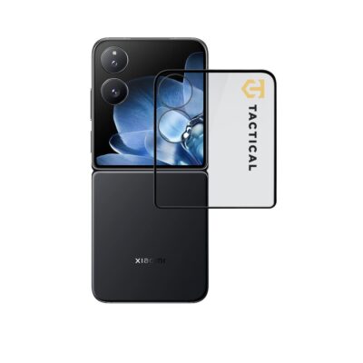 Juodas apsauginis ekrano stikliukas Xiaomi Mix Flip Tactical Glass Shield 5D prie sulankstomo telefono ekrano