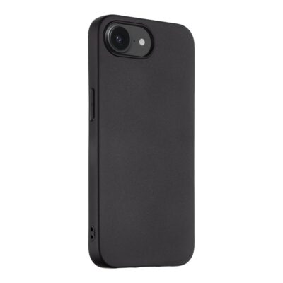 Juodas dėklas Tactical TPU telefonui Apple iPhone 16e matomas iš nugarėlės ir šono