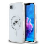 Skaidrus dėklas telefonui Apple Iphone 16E Karl Lagerfeld IML K&CH Heads Metal Frame MagSafe su logotipu