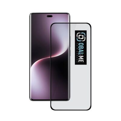 Juodas apsauginis ekrano stikliukas Honor Magic 7 Lite OBALME 5D Glass Screen Protector su siaura juoda rėmeliu